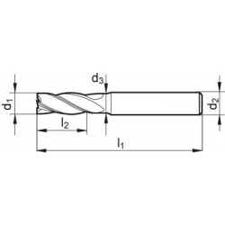 Frez Ratio,dlugi,DIN6527 VHM,FIRE INOX,4-ostrz., chwyt HA 16mm GÜHRING