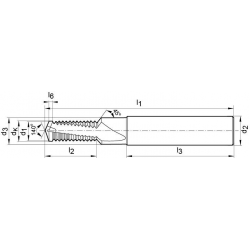 Wiertlo-frez pelnowegl. DTMCSP TiCN,chwyt HA, 1,5xD M6 GÜHRING