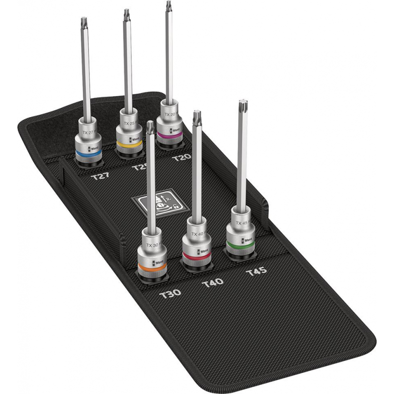 Zest.nasadek wkretak. dlugich z funkcja przytrzymywania Torx 1/2"6-czesciowy Wera