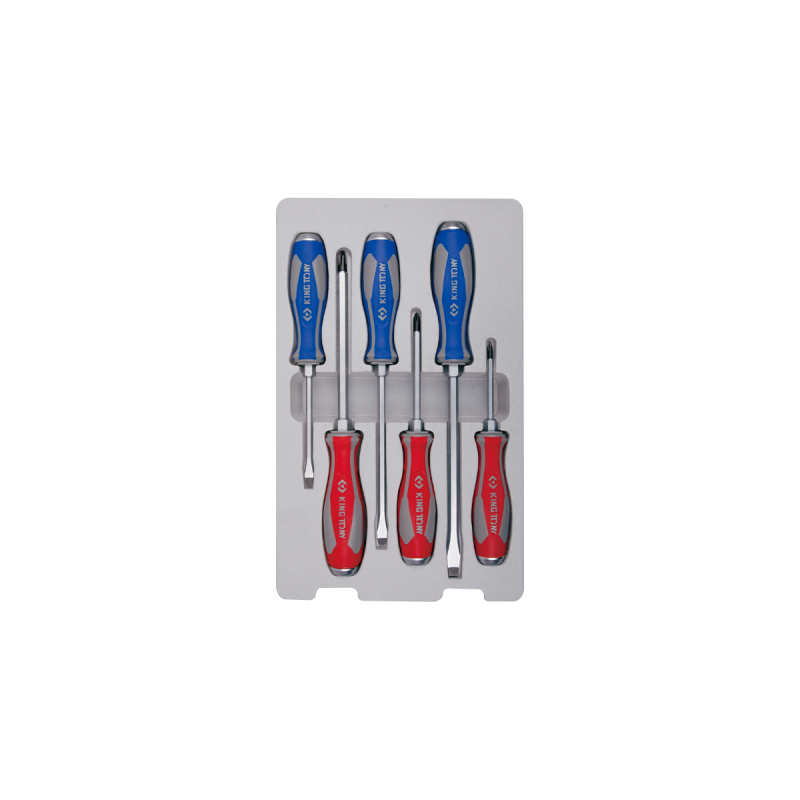 ZESTAW WKRĘTAKÓW ŚLUSARSKICH 6 cz. KRZYŻAK PH No.1 x 75, No.2 x 100, No.3 x 150, PŁASKIE 5.5, 6.5, 8.0 King Tony