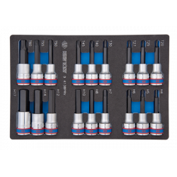 ZESTAW DŁUGICH NASADEK 1/2" HEX H4 - H17 + TORX T20 - T60, WKŁAD Z PIANKI EVA DO WÓZKA King Tony