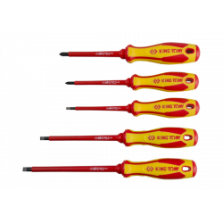 ZESTAW WKRĘTAKÓW IZOLOWANYCH 5 cz. POZIDRIV PZ No.1 x 100, No.2 x 100, PŁASKIE 4 x 100, 5,5 x 125, 6,5 x 150 King Tony