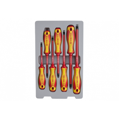 ZESTAW WKRĘTAKÓW IZOLOWANYCH 7cz. POZIDRIV PZ No.1x100, No.2x100, No.3x150, PŁASKIE 4x100, 5,5x125, 6,5x150, 8 King Tony