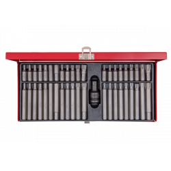 ZESTAW BITÓW 10mm 43cz. Z UCHWYTEM UDAROWYM 414710M, HEX 4 - 12mm, TORX T20 - T60, SPLINE 5 - 12mm, KASETA King Tony