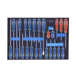 ZESTAW WKRĘTAKÓW 24 cz. KRZYŻAKI PH1 - PH3, PŁASKIE 3 - 10mm, TORX T6 - T30, WKŁAD Z PIANKI EVA DO WÓZKA King Tony