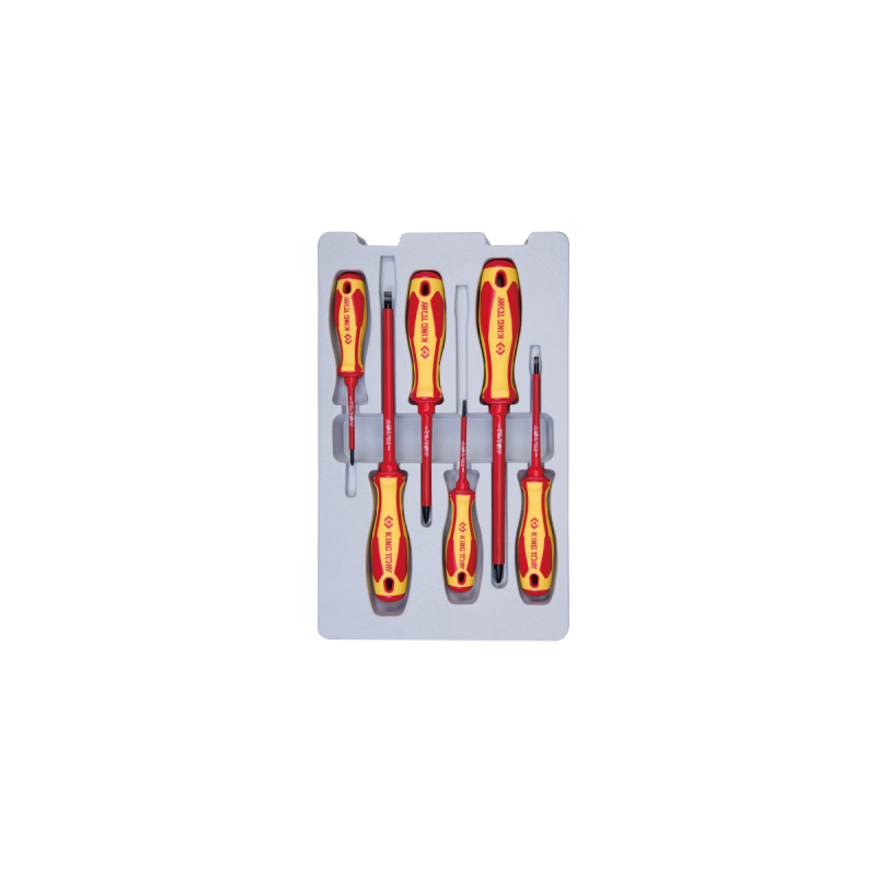 ZESTAW WKRĘTAKÓW IZOLOWANYCH 6 cz. KRZYŻAK PH No.0. No.2. No.3. PŁASKIE 3 x 75. 4 x 100. 6.5 x 150 King Tony