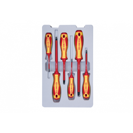 ZESTAW WKRĘTAKÓW IZOLOWANYCH 6 cz. KRZYŻAK PH No.0. No.2. No.3. PŁASKIE 3 x 75. 4 x 100. 6.5 x 150 King Tony